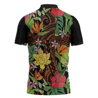 Mahalo Hawaii Ho'oponopono Pule Zipper Polo Shirt Polynesian Pattern Cross LT7 - Polynesian Pride