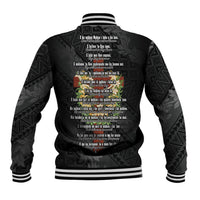 Hawaii Ka Pule a ka Haku Memorial Baseball Jacket Flower Lei Cross - Black LT7 - Polynesian Pride