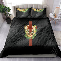 Hawaii Ka Pule a ka Haku Memorial Bedding Set Flower Lei Cross - Black LT7 - Polynesian Pride