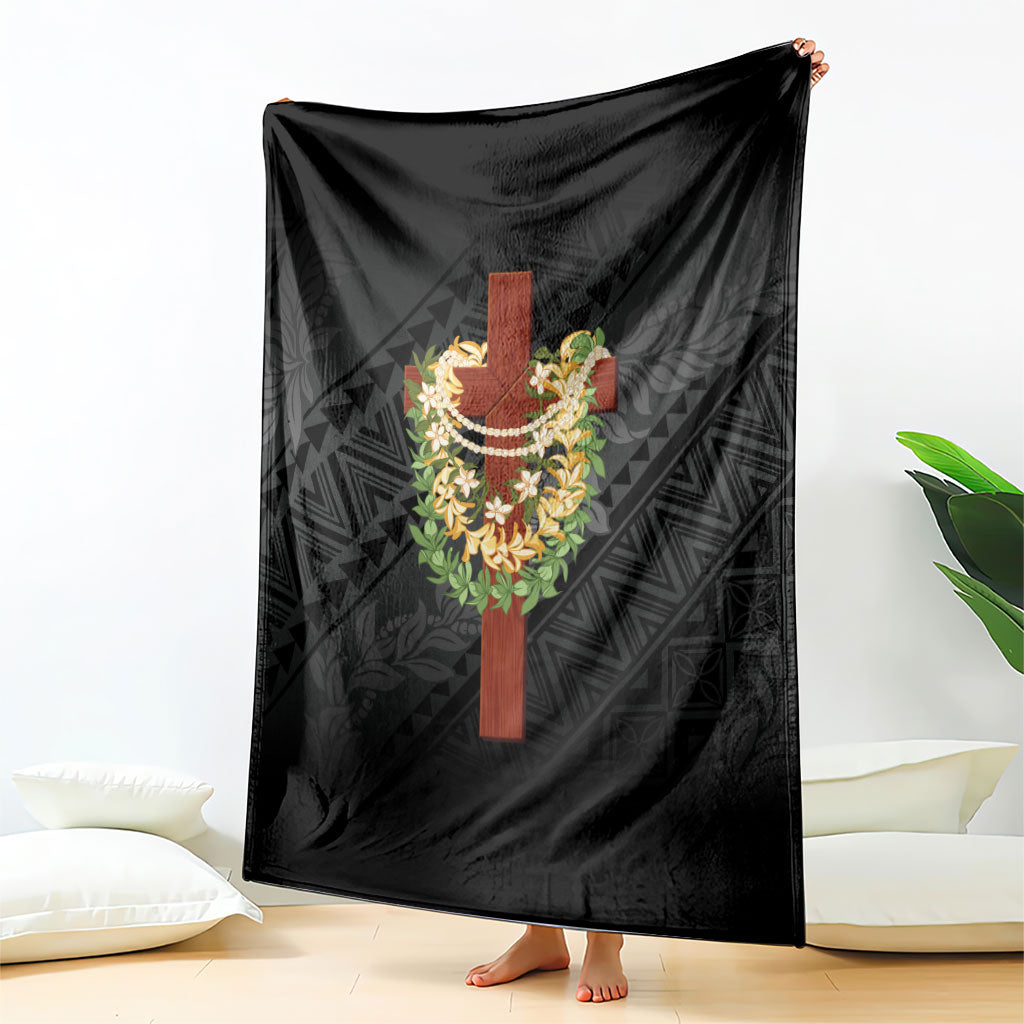 Hawaii Ka Pule a ka Haku Memorial Blanket Flower Lei Cross - Black LT7 - Polynesian Pride