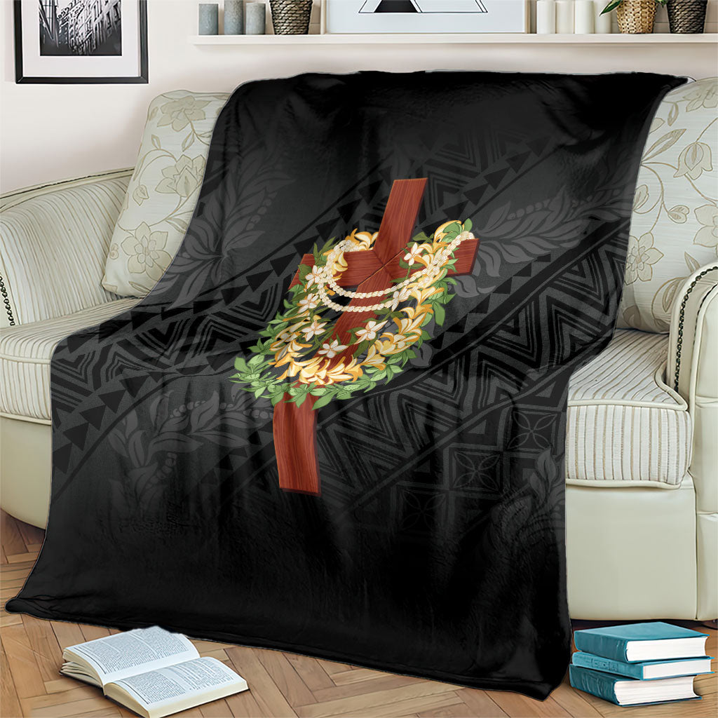 Hawaii Ka Pule a ka Haku Memorial Blanket Flower Lei Cross - Black LT7 - Polynesian Pride