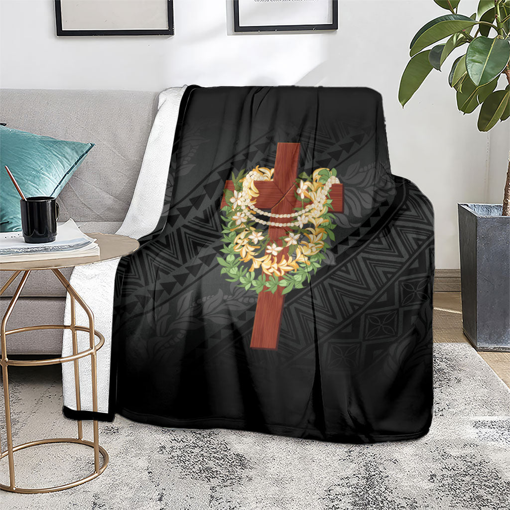 Hawaii Ka Pule a ka Haku Memorial Blanket Flower Lei Cross - Black LT7 - Polynesian Pride