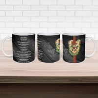 Hawaii Ka Pule a ka Haku Memorial Ceramic Mug Flower Lei Cross - Black LT7 - Polynesian Pride