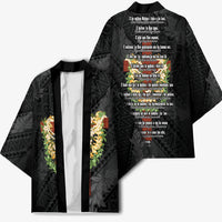 Hawaii Ka Pule a ka Haku Memorial Kimono Flower Lei Cross - Black LT7 - Polynesian Pride