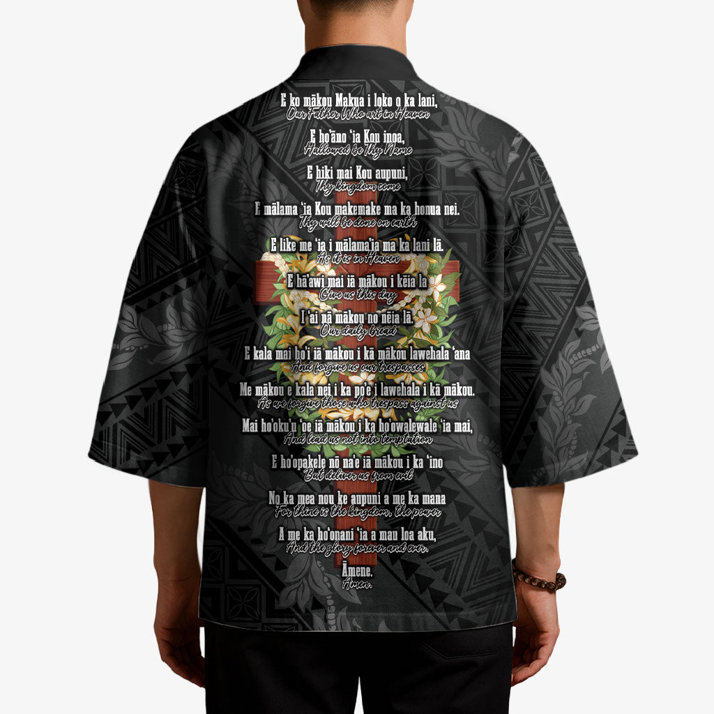 Hawaii Ka Pule a ka Haku Memorial Kimono Flower Lei Cross - Black LT7 - Polynesian Pride