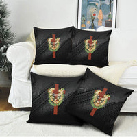Hawaii Ka Pule a ka Haku Memorial Pillow Cover Flower Lei Cross - Black LT7 - Polynesian Pride