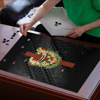 Hawaii Ka Pule a ka Haku Memorial Puzzle Flower Lei Cross - Black LT7 - Polynesian Pride