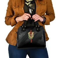 Hawaii Ka Pule a ka Haku Memorial Shoulder Handbag Flower Lei Cross - Black LT7 - Polynesian Pride
