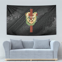 Hawaii Ka Pule a ka Haku Memorial Tapestry Flower Lei Cross - Black LT7 - Polynesian Pride