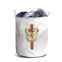 Hawaii Ka Pule a ka Haku Memorial Laundry Basket Flower Lei Cross - Ivory White LT7 - Polynesian Pride