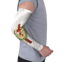 Hawaii Ka Pule a ka Haku Memorial Arm Sleeves Flower Lei Cross - Ivory White LT7 - Polynesian Pride