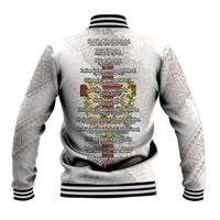 Hawaii Ka Pule a ka Haku Memorial Baseball Jacket Flower Lei Cross - Ivory White LT7 - Polynesian Pride