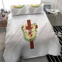 Hawaii Ka Pule a ka Haku Memorial Bedding Set Flower Lei Cross - Ivory White LT7 - Polynesian Pride