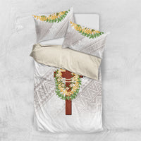 Hawaii Ka Pule a ka Haku Memorial Bedding Set Flower Lei Cross - Ivory White LT7 US Twin 172cm x 218cm Ivory - Polynesian Pride