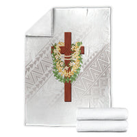 Hawaii Ka Pule a ka Haku Memorial Blanket Flower Lei Cross - Ivory White LT7 - Polynesian Pride