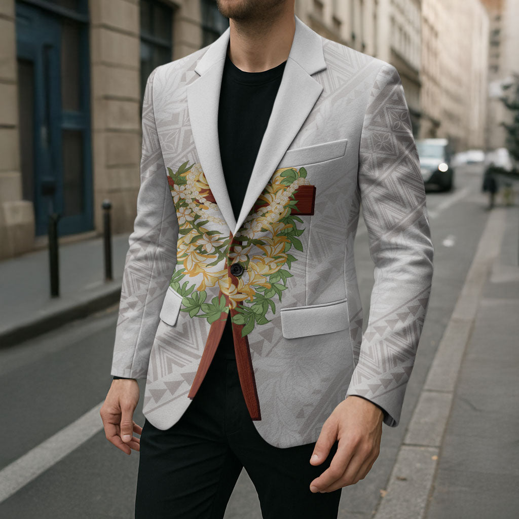 Hawaii Ka Pule a ka Haku Memorial Blazer Flower Lei Cross - Ivory White LT7 - Polynesian Pride
