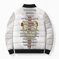 Hawaii Ka Pule a ka Haku Memorial Bomber Puffer Jacket Flower Lei Cross - Ivory White LT7 - Polynesian Pride