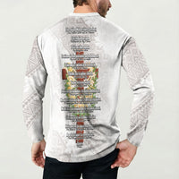 Hawaii Ka Pule a ka Haku Memorial Button Sweatshirt Flower Lei Cross - Ivory White LT7 - Polynesian Pride