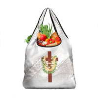 Hawaii Ka Pule a ka Haku Memorial Grocery Bag Flower Lei Cross - Ivory White LT7 1-pack One Size Ivory - Polynesian Pride