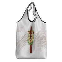 Hawaii Ka Pule a ka Haku Memorial Grocery Bag Flower Lei Cross - Ivory White LT7 - Polynesian Pride