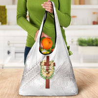 Hawaii Ka Pule a ka Haku Memorial Grocery Bag Flower Lei Cross - Ivory White LT7 - Polynesian Pride