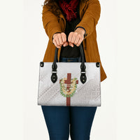Hawaii Ka Pule a ka Haku Memorial Leather Bag Flower Lei Cross - Ivory White LT7 - Polynesian Pride
