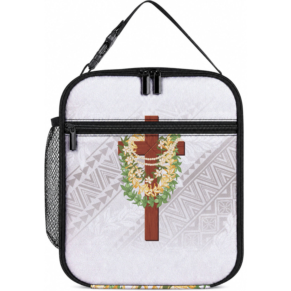 Hawaii Ka Pule a ka Haku Memorial Lunch Bag Flower Lei Cross - Ivory White LT7 10.2 × 8.3 × 4.3 inch Ivory - Polynesian Pride