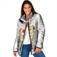 Hawaii Ka Pule a ka Haku Memorial Padded Jacket Flower Lei Cross - Ivory White LT7 Women Ivory - Polynesian Pride