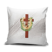 Hawaii Ka Pule a ka Haku Memorial Pillow Cover Flower Lei Cross - Ivory White LT7 Ivory - Polynesian Pride