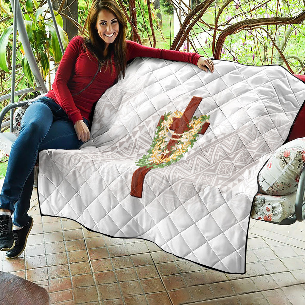 Hawaii Ka Pule a ka Haku Memorial Quilt Flower Lei Cross - Ivory White LT7 - Polynesian Pride