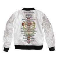 Hawaii Ka Pule a ka Haku Memorial Sleeve Zip Bomber Jacket Flower Lei Cross - Ivory White LT7 - Polynesian Pride