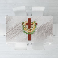 Hawaii Ka Pule a ka Haku Memorial Tablecloth Flower Lei Cross - Ivory White LT7 Ivory - Polynesian Pride