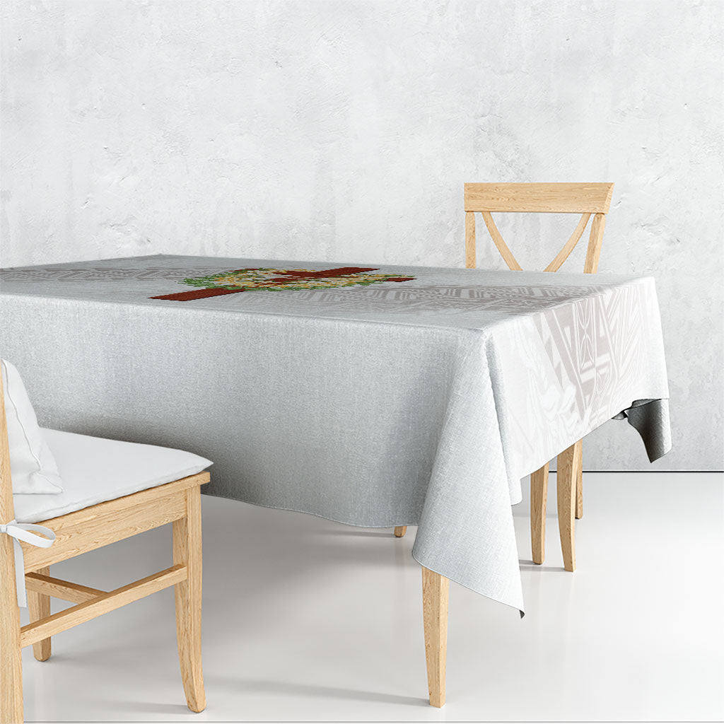 Hawaii Ka Pule a ka Haku Memorial Tablecloth Flower Lei Cross - Ivory White LT7 - Polynesian Pride