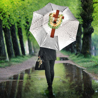 Hawaii Ka Pule a ka Haku Memorial Umbrella Flower Lei Cross - Ivory White LT7 - Polynesian Pride