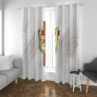 Hawaii Ka Pule a ka Haku Memorial Window Curtain Flower Lei Cross - Ivory White LT7 With Grommets Ivory - Polynesian Pride