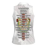 Hawaii Ka Pule a ka Haku Memorial Women Sleeveless Polo Shirt Flower Lei Cross - Ivory White LT7 - Polynesian Pride