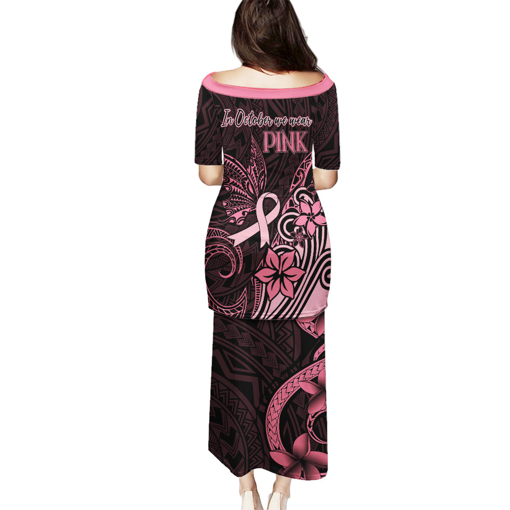 Polynesian Puletasi Breast Cancer RIbbon Butterfly Mix Plumeria Curves Pink LT7 - Polynesian Pride