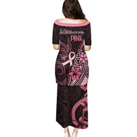 Polynesian Puletasi Breast Cancer RIbbon Butterfly Mix Plumeria Curves Pink LT7 - Polynesian Pride