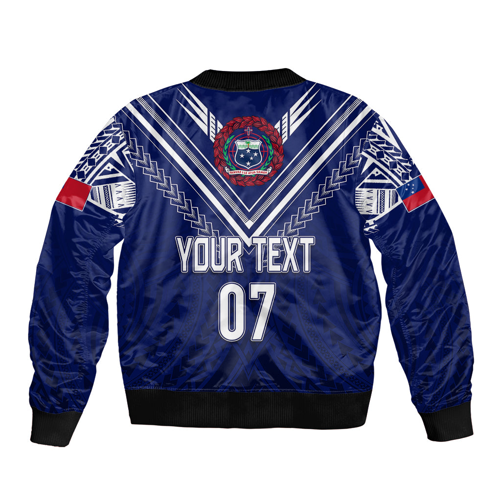 Personalised Samoa Rugby Sleeve Zip Bomber Jacket World Cup 2023 Siamupini Siva Tau LT7 - Polynesian Pride