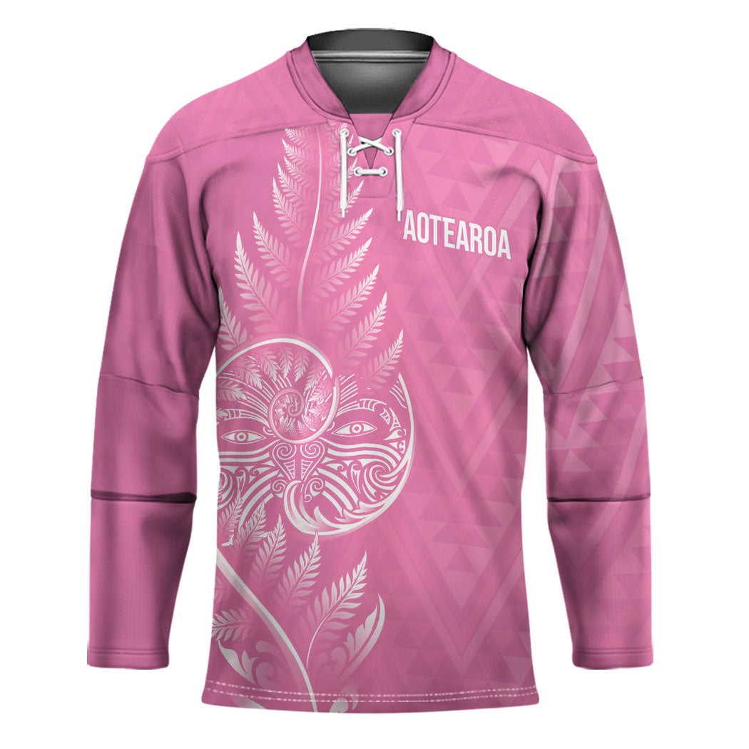 New Zealand Ta Moko Silver Fern Pink Hockey Jersey Taniko Taniwha Motifs LT7 Unisex Pink - Polynesian Pride