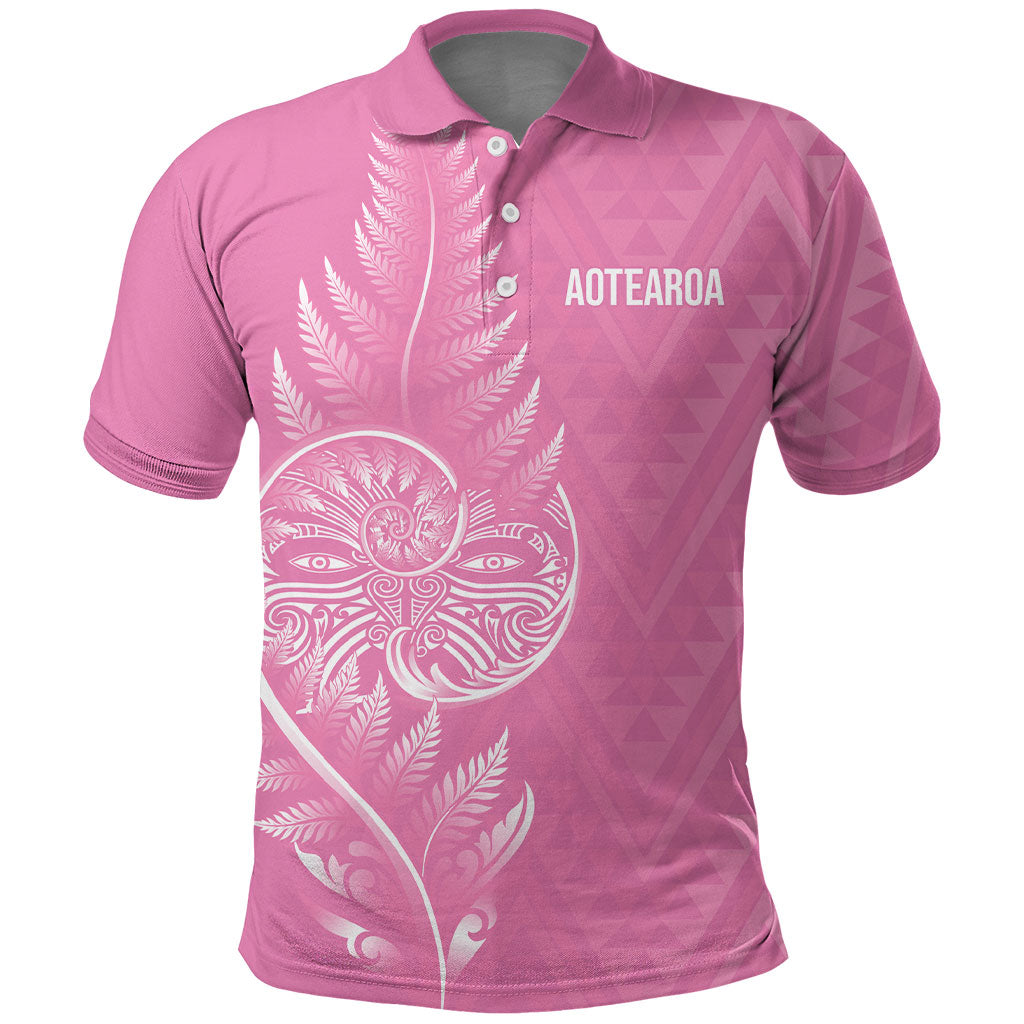 New Zealand Ta Moko Silver Fern Pink Polo Shirt Taniko Taniwha Motifs LT7 Pink - Polynesian Pride