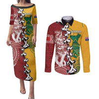 Mate Ma'a Tonga Vs Australia Rugby Personalized Couples Matching Puletasi and Long Sleeve Button Shirt Special Mascots