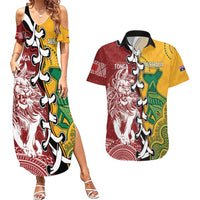 Mate Ma'a Tonga Vs Australia Rugby Personalized Couples Matching Summer Maxi Dress and Hawaiian Shirt Special Mascots