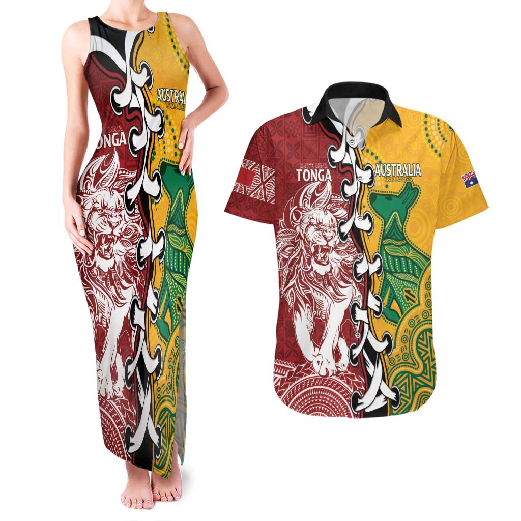 Mate Ma'a Tonga Vs Australia Rugby Personalized Couples Matching Tank Maxi Dress and Hawaiian Shirt Special Mascots