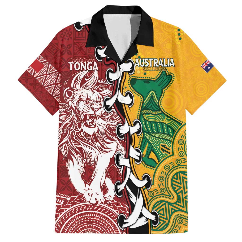 Mate Ma'a Tonga Vs Australia Rugby Personalized Family Matching Off Shoulder Short Dress and Hawaiian Shirt Special Mascots
