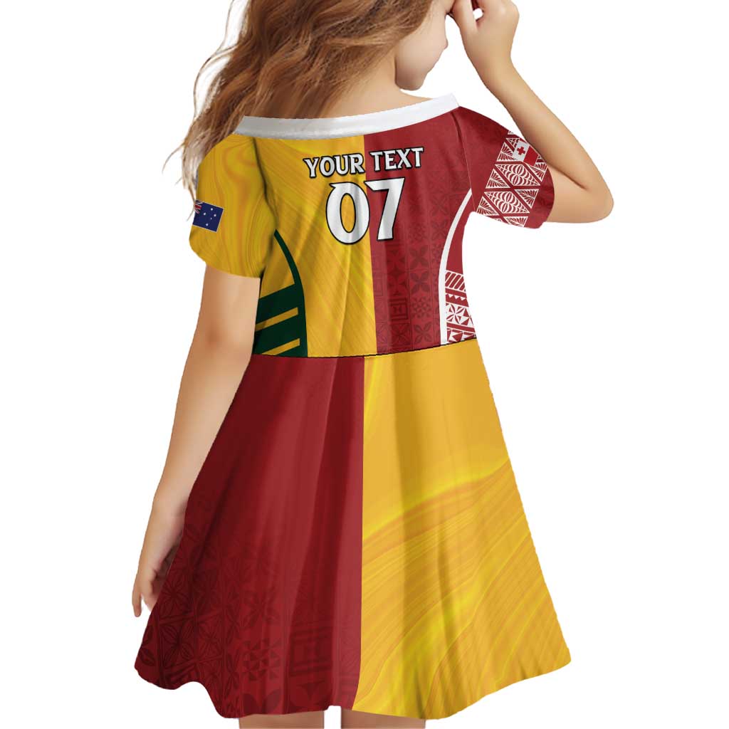 Australia - Tonga Rugby Custom Family Matching Puletasi and Hawaiian Shirt Minimalist Dynamic