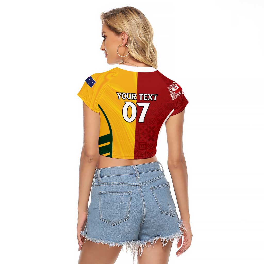 Australia - Tonga Rugby Custom Raglan Cropped T Shirt Minimalist Dynamic