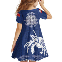 Queen Salote College 100 Years Anniversary Personalized Family Matching Long Sleeve Bodycon Dress and Hawaiian Shirt Tonga QSC Royal Blue LT7 - Polynesian Pride
