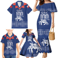 Queen Salote College 100 Years Anniversary Personalized Family Matching Mermaid Dress and Hawaiian Shirt Tonga QSC Royal Blue LT7 - Polynesian Pride