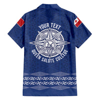 Queen Salote College 100 Years Anniversary Personalized Family Matching Puletasi and Hawaiian Shirt Tonga QSC Royal Blue LT7 - Polynesian Pride